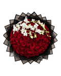 100 Red Rose Luxury Bouquet with White Orchid Accent - Landen’s Flowers