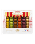 Box of Tiparik French Macarons with colorful macarons on a white background