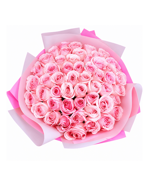 50 Pink Roses Luxury Bouquet - Landen’s Flowers