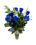 Blue Rose Arrangement in Glass Vase - Landen’s Flowers