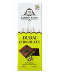 Box of Sahara Bites Dubai Chocolate with branding and product details on a white background