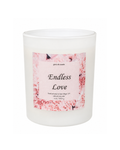 Candle with 'Endless Love' label on a white background