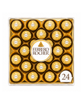 Box of Ferrero Rocher chocolates with 24 pieces on a white background