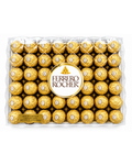 Box of Ferrero Rocher chocolates with a clear lid on a white background
