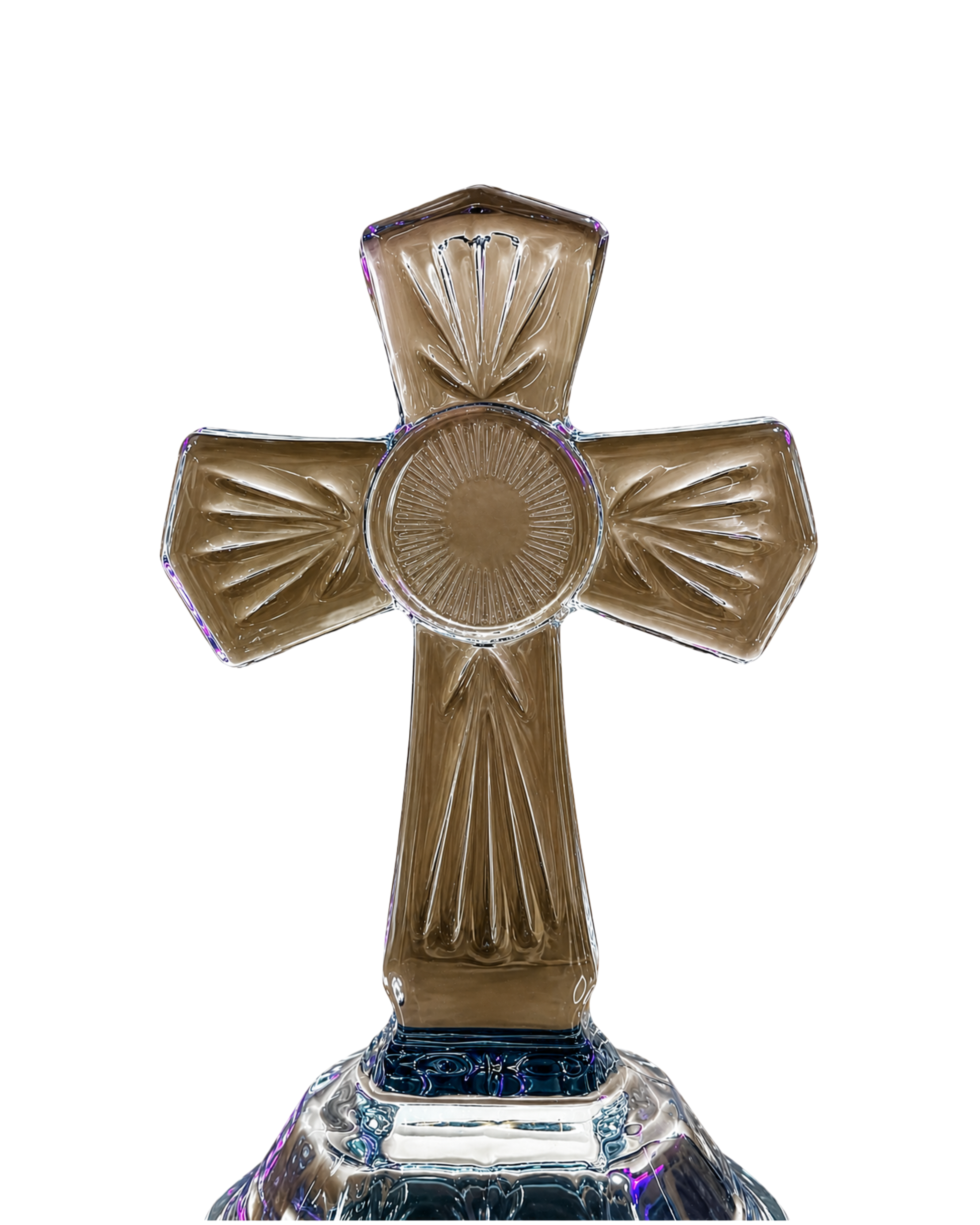 Decorative cross with intricate design on a white background