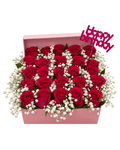 Happy Birthday Red Rose Box with Baby's Breath - Landen’s Flowers