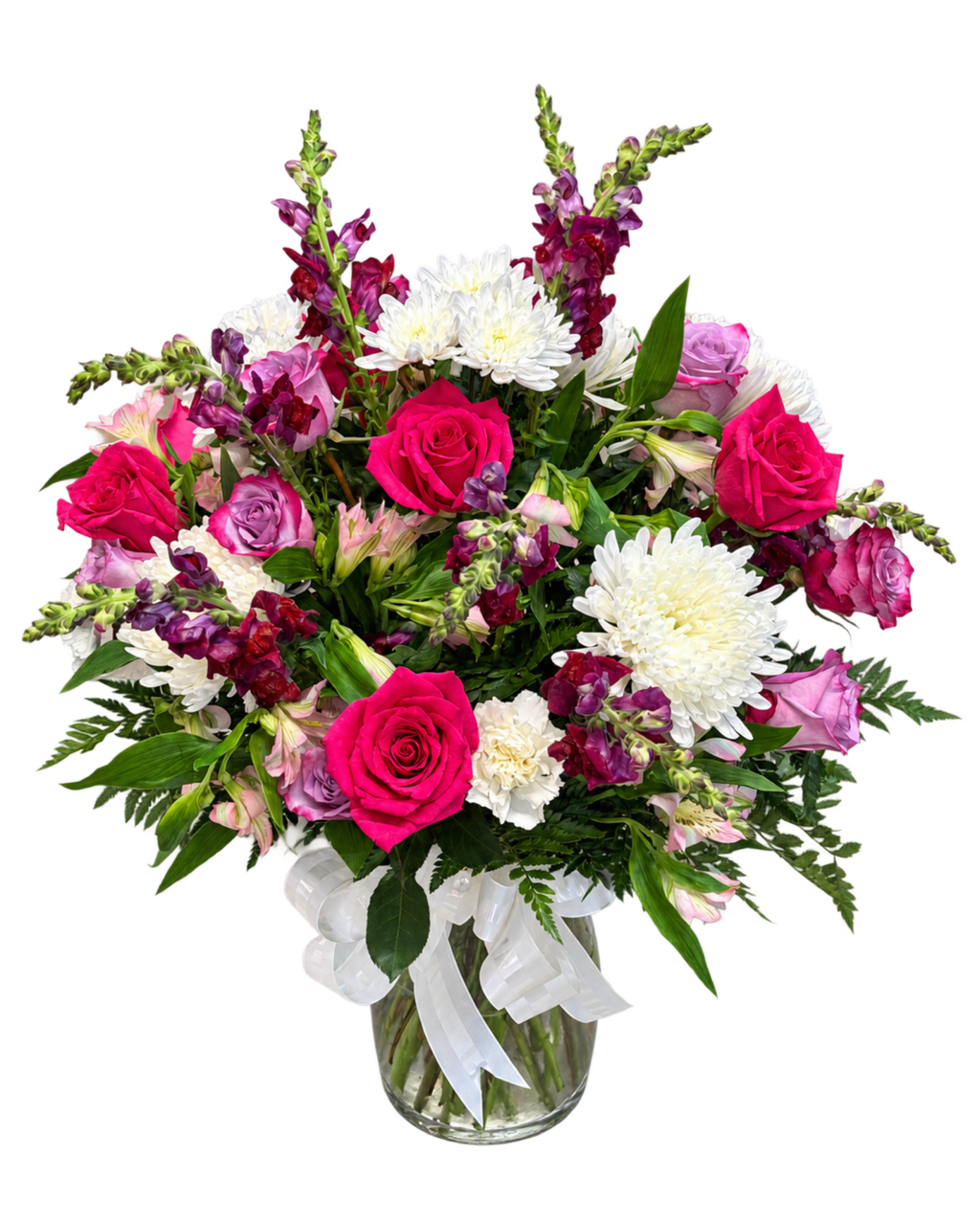 Hot Pink & Purple Mixed Flower Arrangement with Vase - Landen’s Flowers