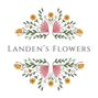 Logo for Landen's Flowers with floral design elements on a white background