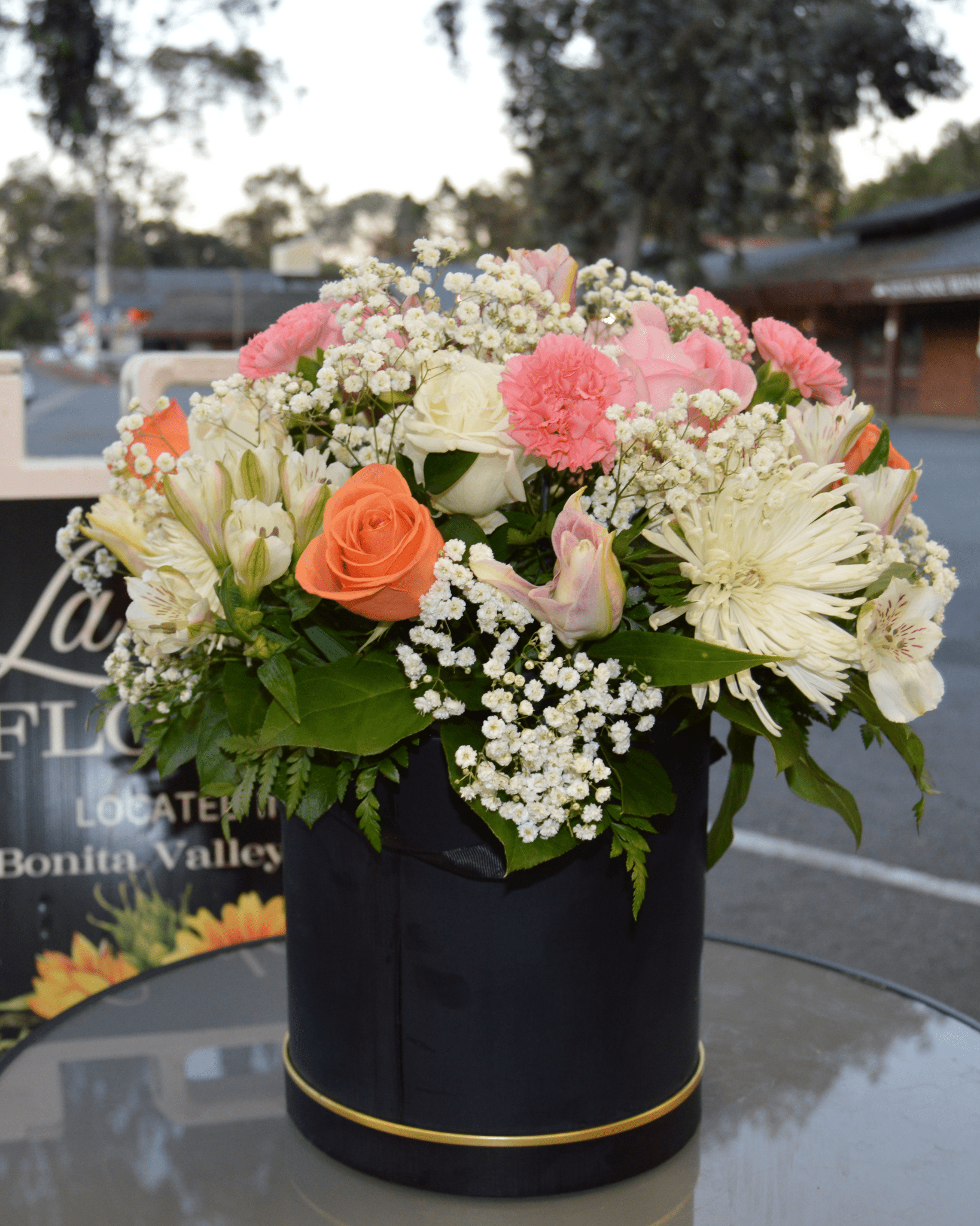Mixed Flower Hat Box Arrangement - Landen’s Flowers