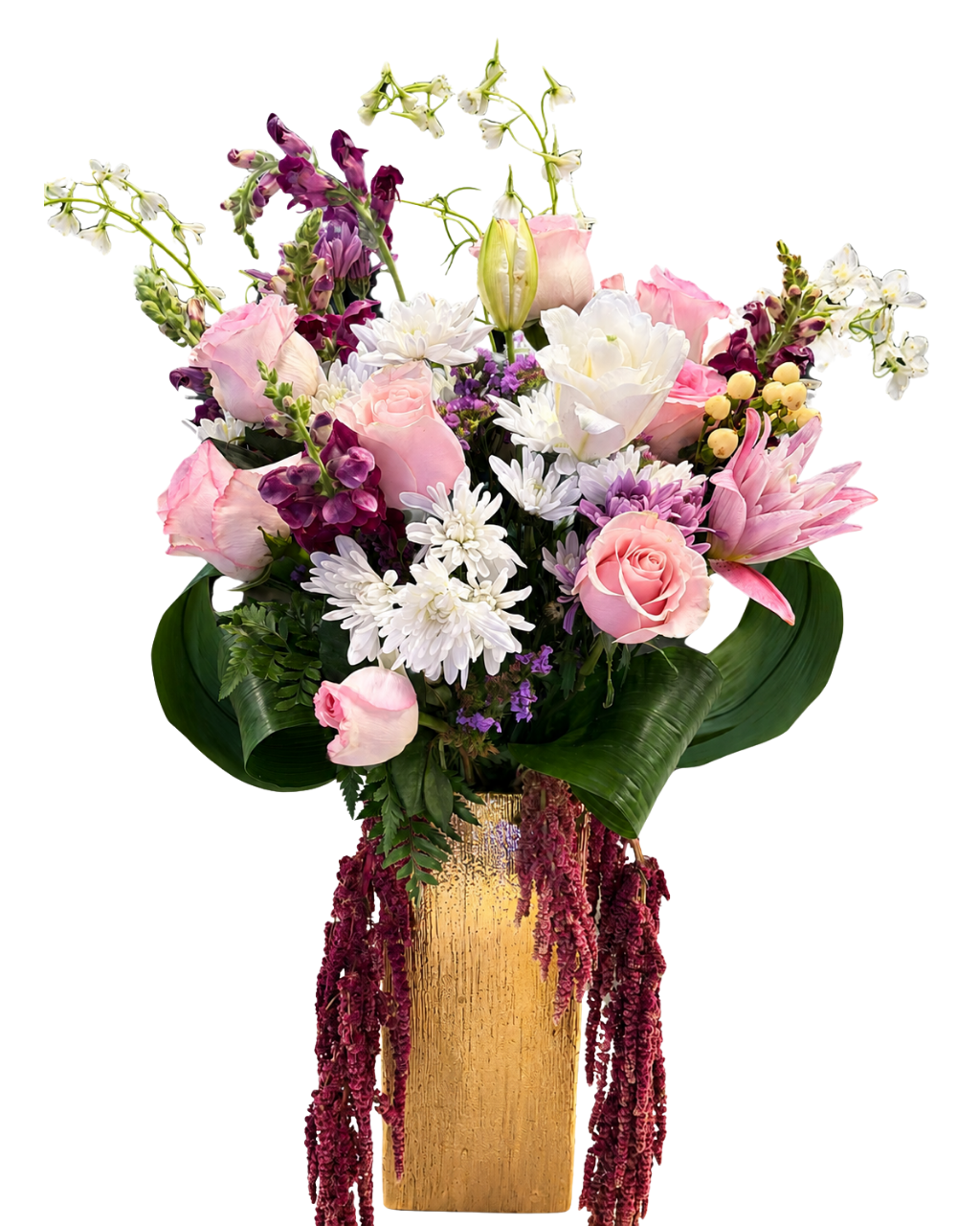 Pink Rose & Mixed Bloom Arrangement with Vase - Landen’s Flowers