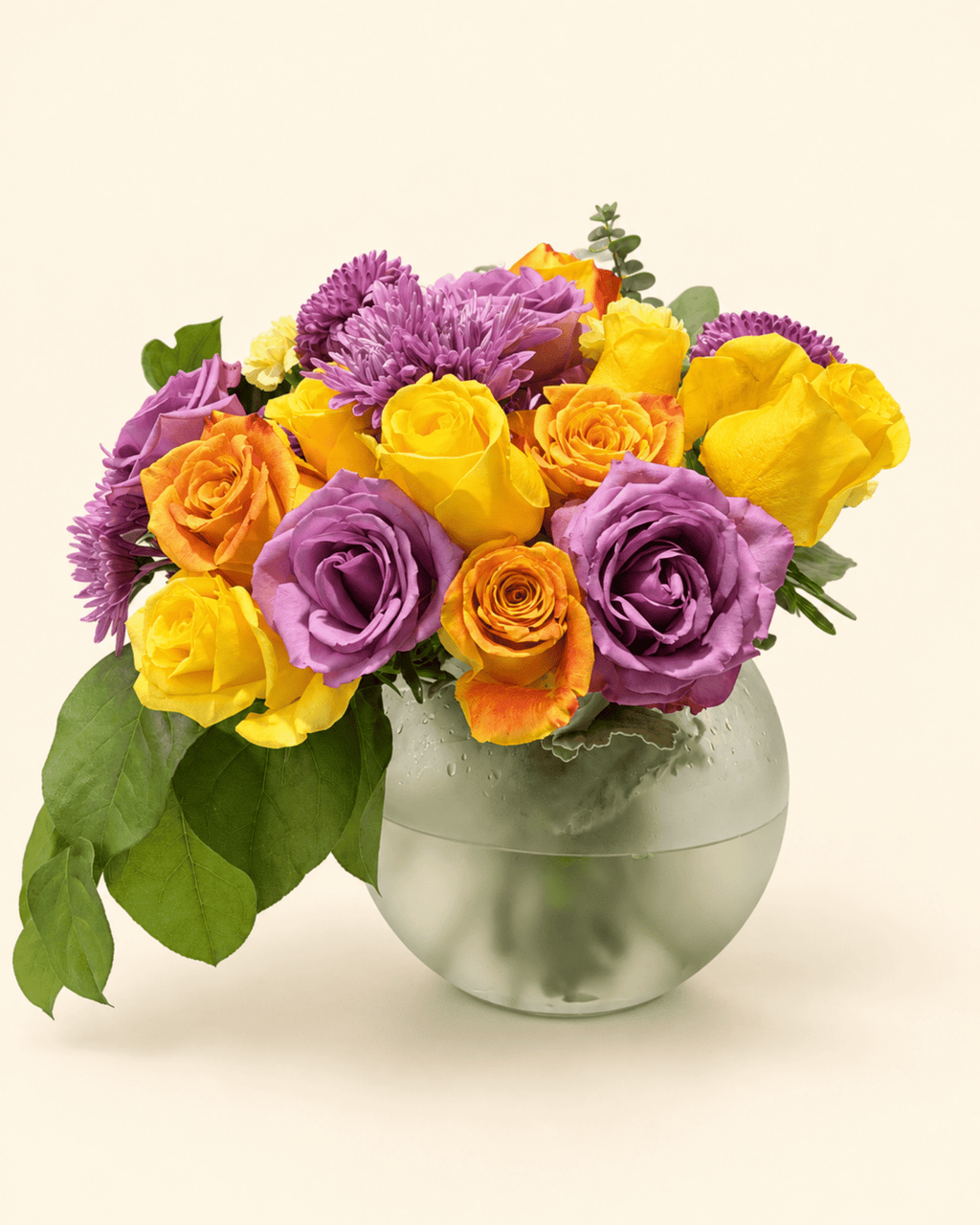 Purple & Yellow Rose Arrangement with Vase - Landen’s Flowers