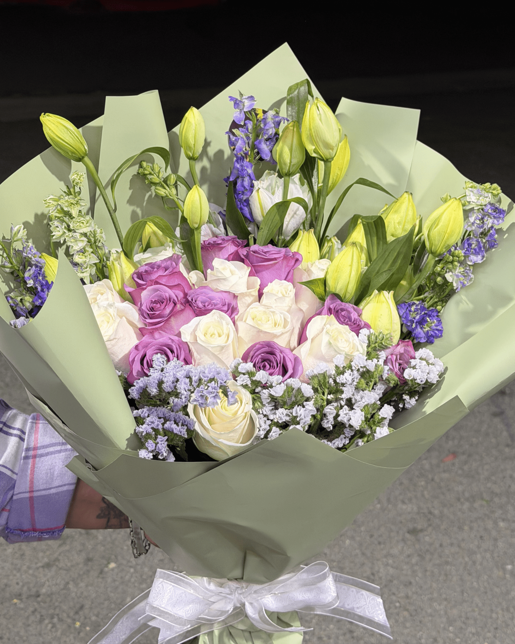 Purple Rose & Tulip Spring Bouquet - Landen’s Flowers