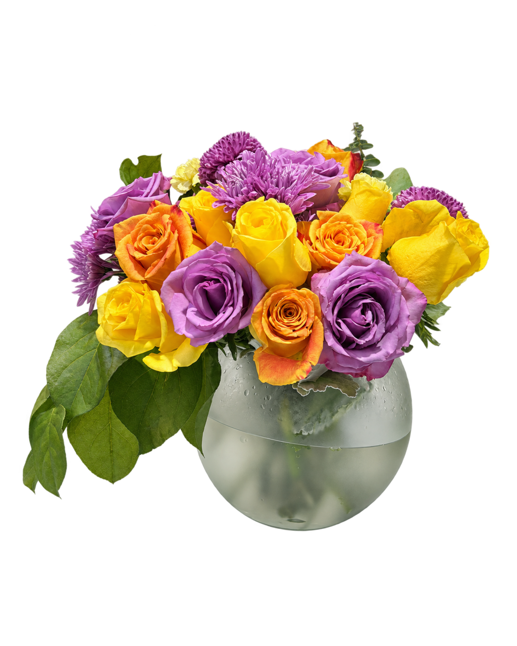 Purple & Yellow Rose Arrangement with Vase - Landen’s Flowers