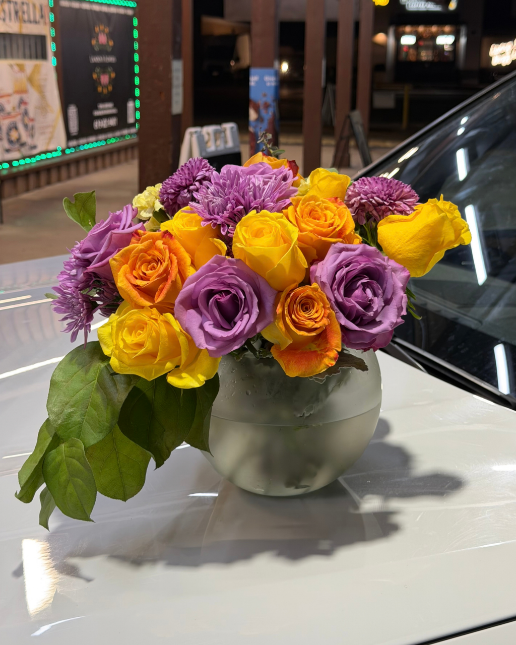 Purple & Yellow Rose Arrangement with Vase - Landen’s Flowers