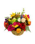 Rainbow Mixed Flower Basket Arrangement - Landen’s Flowers