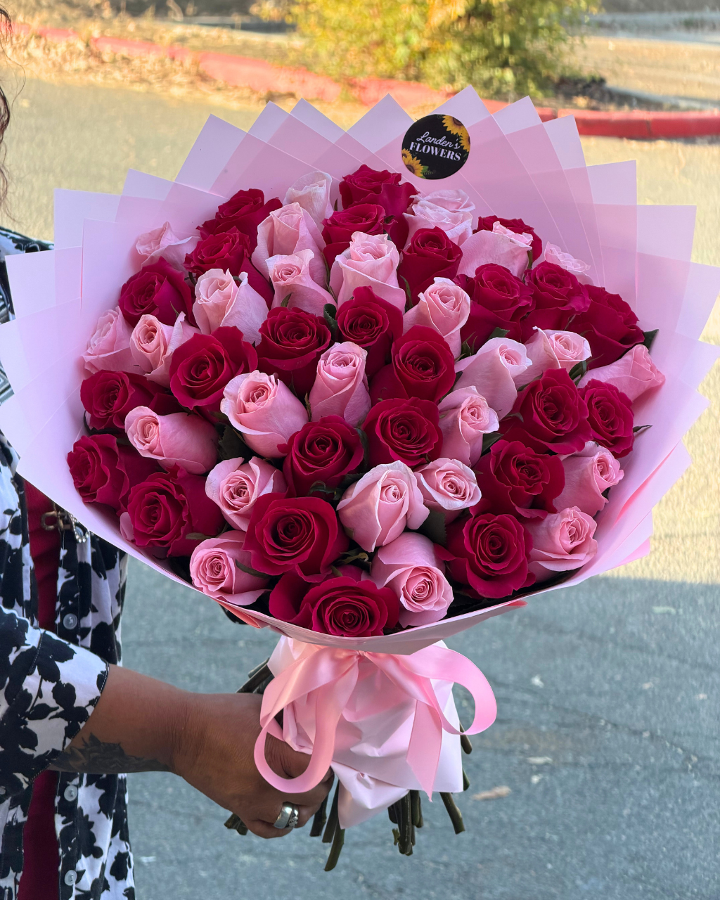 Red and Pink Rose Luxury Bouquet - Landen’s Flowers