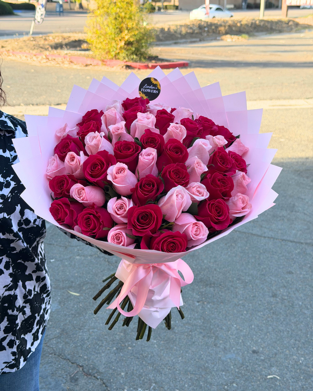 Red and Pink Rose Luxury Bouquet - Landen’s Flowers