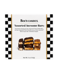 Box of See's Candies Assorted Awesome Bars with checkered border