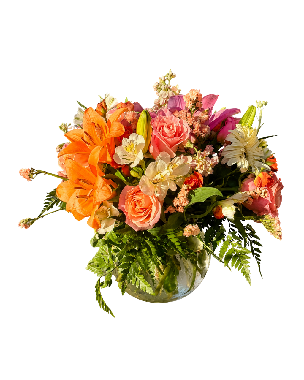 Sunset Garden Arrangement in Glass Vase - Landen’s Flowers