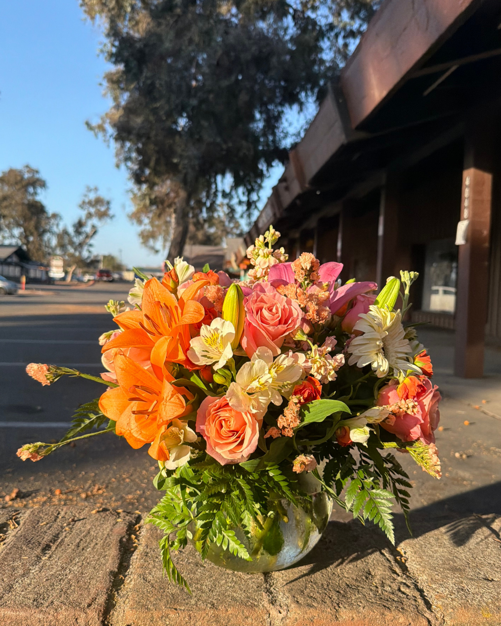 Sunset Garden Arrangement in Glass Vase - Landen’s Flowers