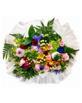 Colorful flower arrangement on a white background