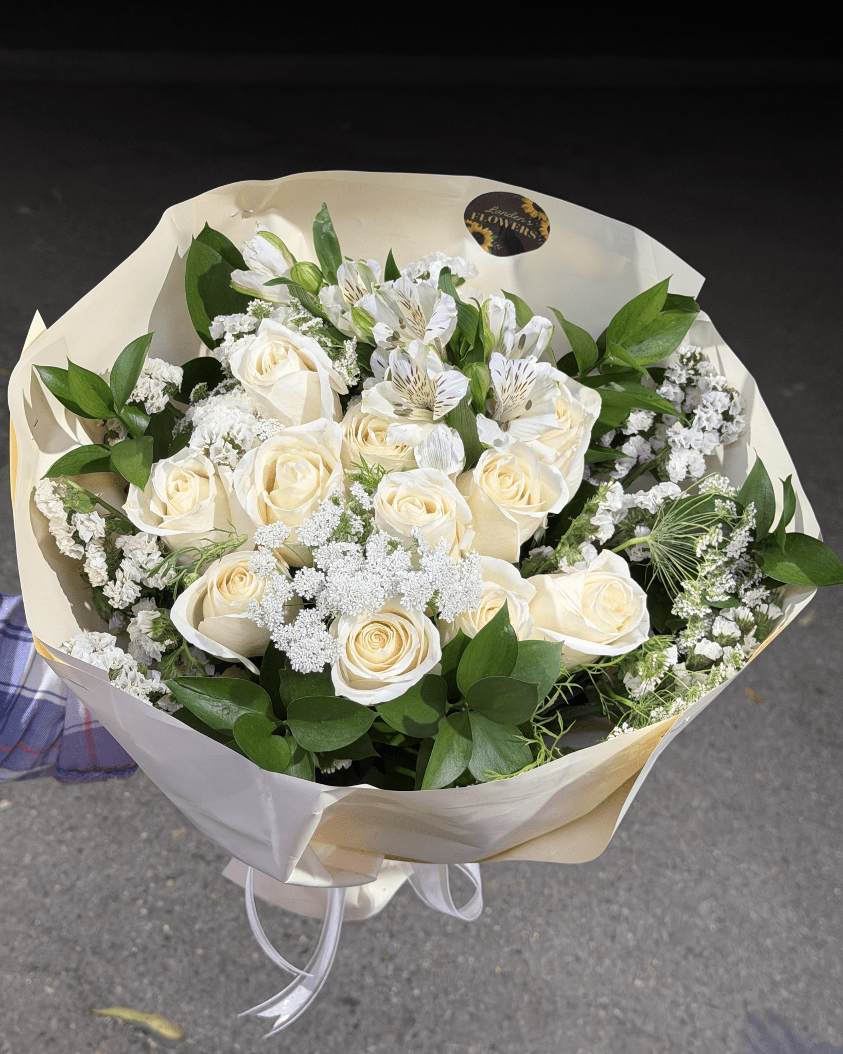 White Rose & Alstroemeria Bouquet - Landen’s Flowers