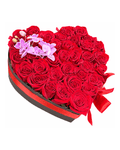 Grand Red Rose Heart Box with Orchid Accent - Landen’s Flowers