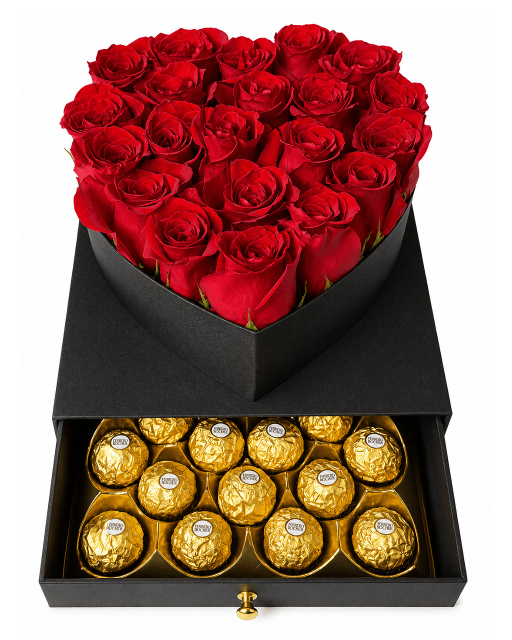 Heart Rose Box with 24 Ferrero Rocher - Landen’s Flowers