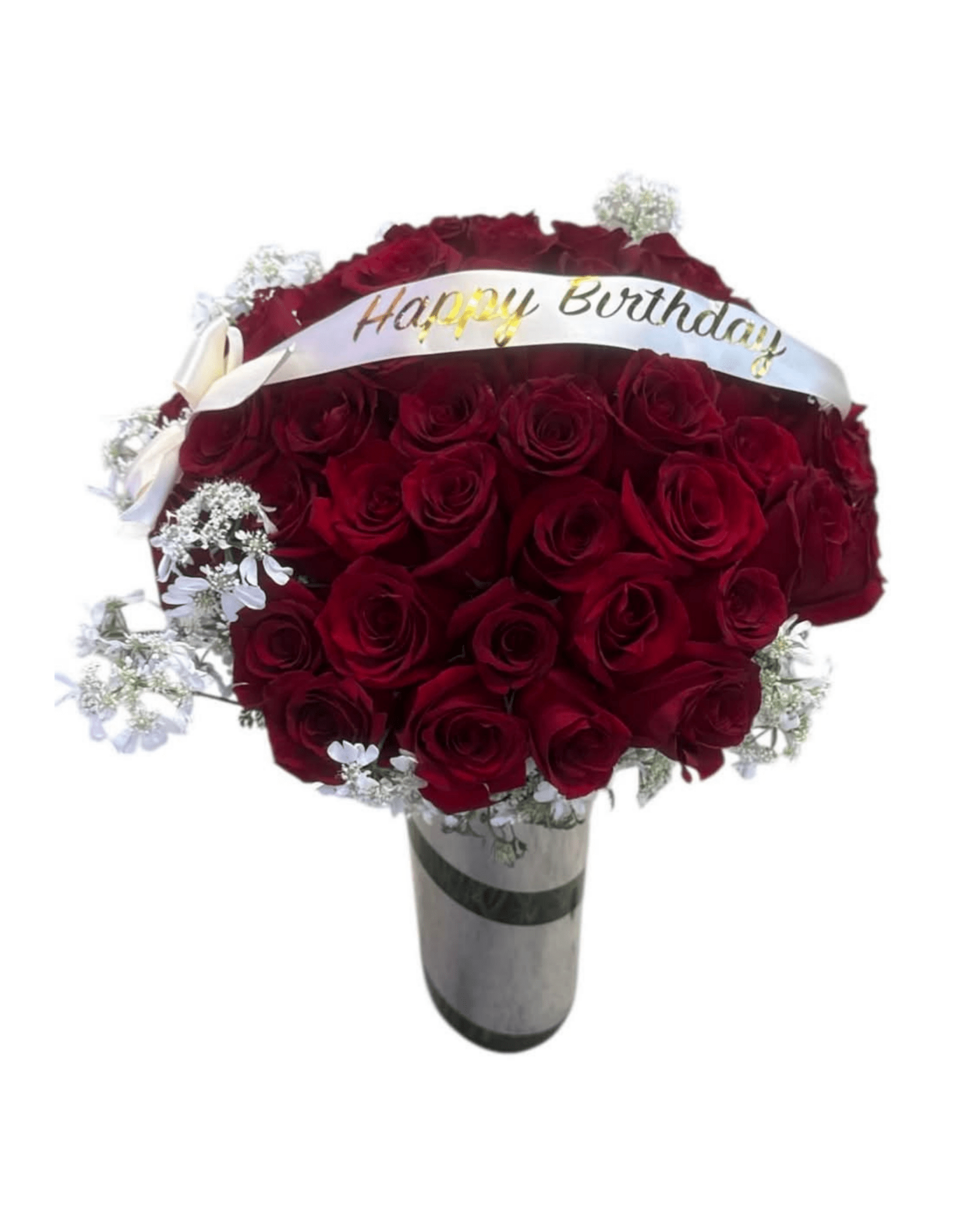 (Special Offer) Happy Birthday 50 Rose Arrangement W/ Vase - Landen’s Flowers