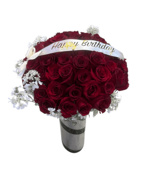 (Special Offer) Happy Birthday 50 Rose Arrangement W/ Vase - Landen’s Flowers