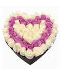 White and Purple Rose Heart Pattern Box - Landen’s Flowers