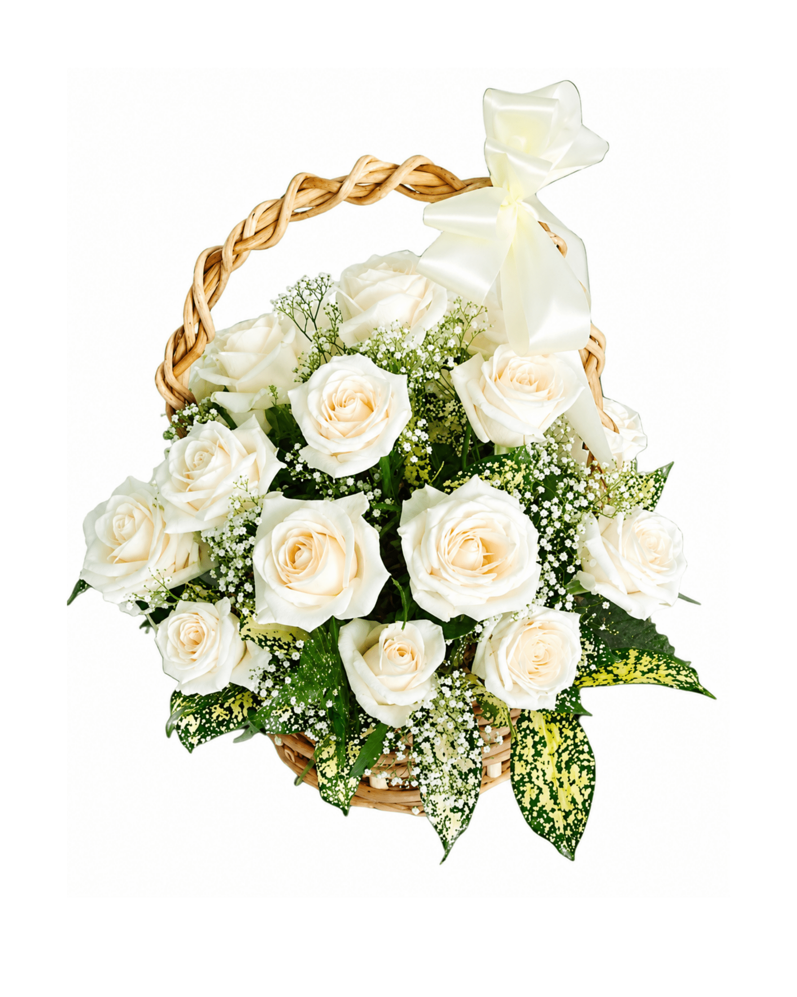 White Rose Basket - Landen’s Flowers